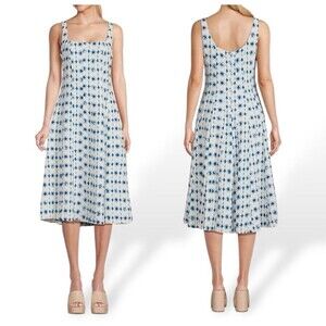 NWT CHRISTIAN LACROIX linen geometric Print Sleeveless fit flare Dress XS $498